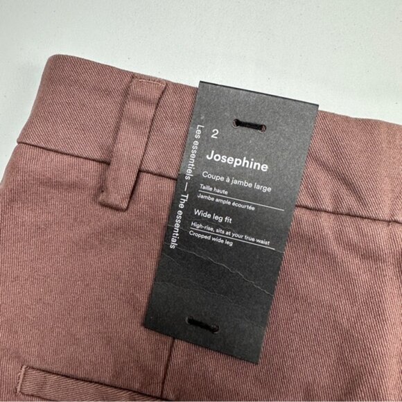 NWT Frank And Oak Josephine Cropped Pant, Brown, Wide Leg - Picture 3 of 11